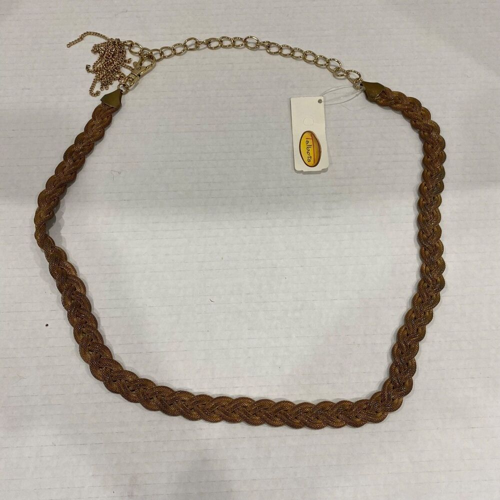 Talbots Metal Mesh Gold Tone Metal Chain Link Belt OS One Size